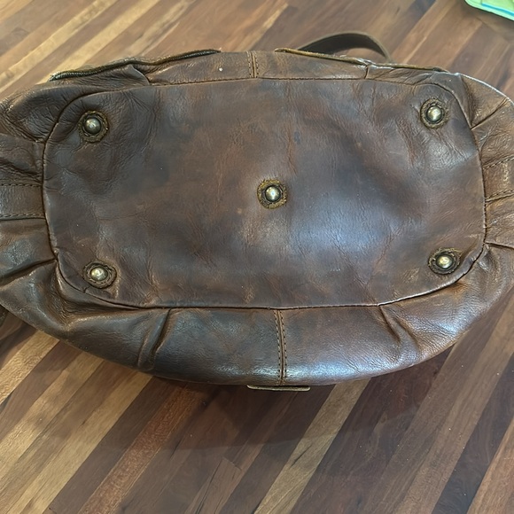 FRYE Brooke Brown Leather Studded Drawstring Shoulder Crossbody Bag - Picture 3 of 9